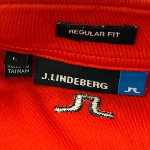 J Lindeberg Polo Mens Large Red Performance Tech Tour Golf Shirt Sacconnesset - Picture 8 of 9